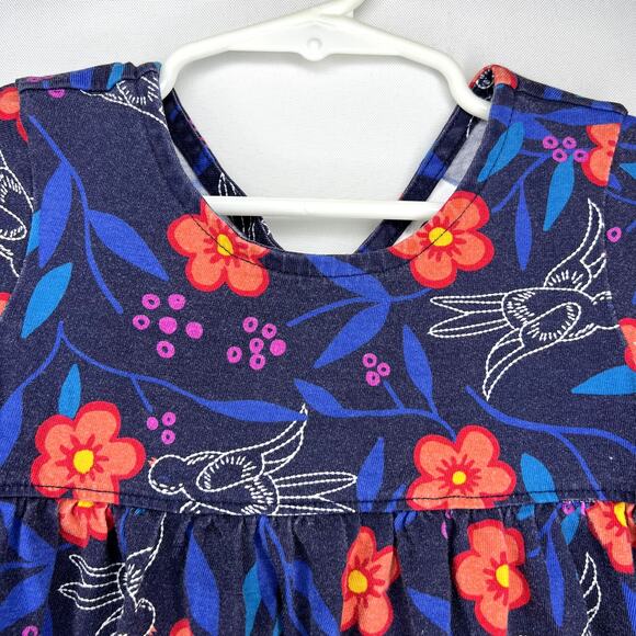 Hanna Andersson Long Sleeve Dress Floral Birds size 90 - Picture 6 of 12